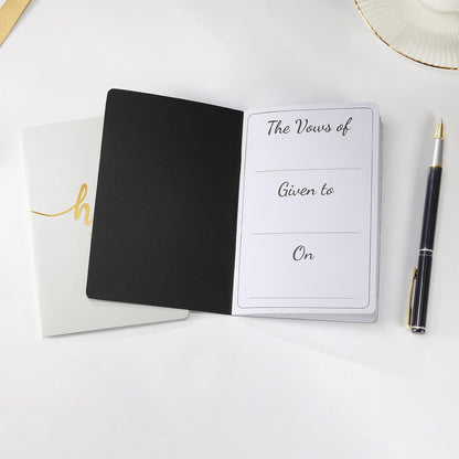 Vekola Vow Books for Wedding His and Hers Elegant Gold Foil Set of 2 Wedding Notebook with 28 Pages (Navy Blue+White)