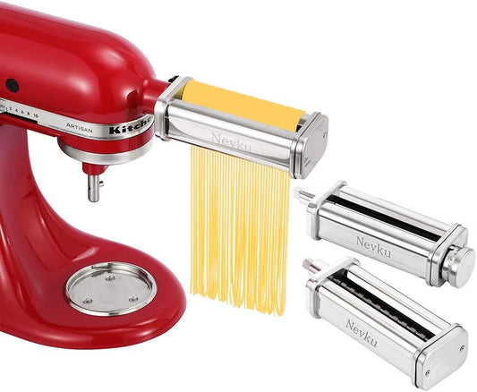 Pasta Maker Attachments Set for All KitchenAid Stand Mixer, Including Pasta Sheet Roller, Spaghetti Cutter, Fettuccine Cutter by Nevku - PuriLite