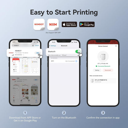 NIIMBOT D110 Mini Label Maker Machine with Tape(Pre-Cut Size 12x40mm), Portable Bluetooth Sticker Printer, Inkless Automatic Feeding One-Touch Custom Printing, Compatible with Phone Only