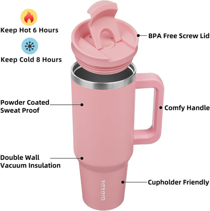 BJPKPK Tumbler with Handle and Straw 30oz Insulated Tumbler Cups with Lid Stainless Steel Travel Coffee Mug,Indigo Black