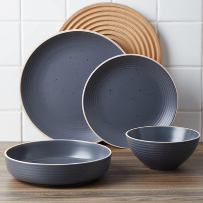 Stone lain Lauren Stoneware Dinnerware Crockery Set, 16-Piece Service for 4, Charcoal
