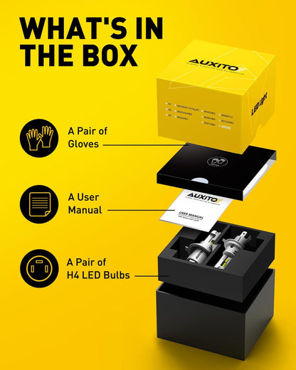 AUXITO H11 LED Headlight Bulbs, 400% Brighter 6500K White Wireless LED Headlights for H8 H9 H16 Fog Lights, DRL, Low Beam or High Beam, Direct Install Plug and Play, IP68 Waterproof, Pack of 2