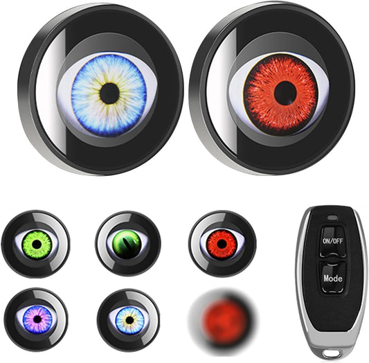 2 PCS New Eyes Light for Cars & Motorcycle, 6 Dynamic Eye Pattern, Red Eyes Glowing Lights for Men's Christmas Gifts, Universal Car Exterior Accessories, 12V-36V (Flat type)