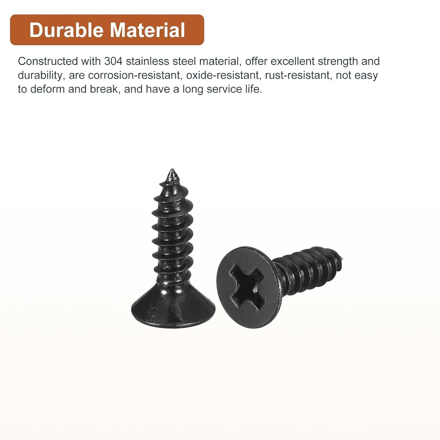 DTGN 100Pcs #6x1/2 Flat Head Wood Screws, 304 Stainless Steel Phillips Self Tapping Screws - Good for Woodworking, Furniture - Silver