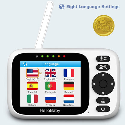 HelloBaby Baby Monitor No WiFi,Video Baby Monitors with Camera and Audio,3.2'' IPS Screen, Remote Pan-Tilt-Zoom Baby Camera Monitor,Plug&Play,Night Vision,1000ft Range,2-Way Talk, ECO Mode,Temperature
