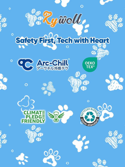 Moisture Wicking, Dog Cooling Mat, Rywell 32"×44"(110x80cm) Extra Large Self-Cooling Pet Mat with Arc-Chill Tech, Color-Changing Fabric, Washable Non-Slip Summer Dog Mat, Blue