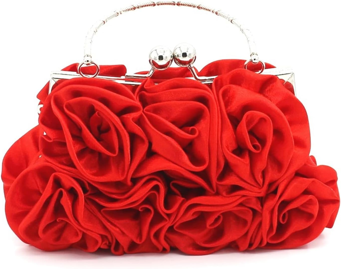 JAMBHALA Women Evening Clutch Bag Floral Satin Purses with Detachable Strap for Wedding, Party, Prom