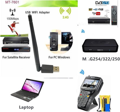 Mtk7601 USB WiFi for Vf9930 Kpt Satellite Finders V7 Golden V8 MAG250 Set Top Box Wireless WiFi Adapter(1pc)