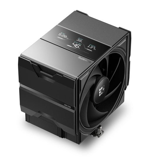Sudokoo SK700V AM5 CPU Cooler, AM5 Exclusive, Digital Display, 7 Heatpipes CPU Air Cooler, Single Tower, 120mm FDB PWM Fan, Full RAM Freedom, L-Rail Lock Mount, 5 Years Warranty, Black, PC Cooler
