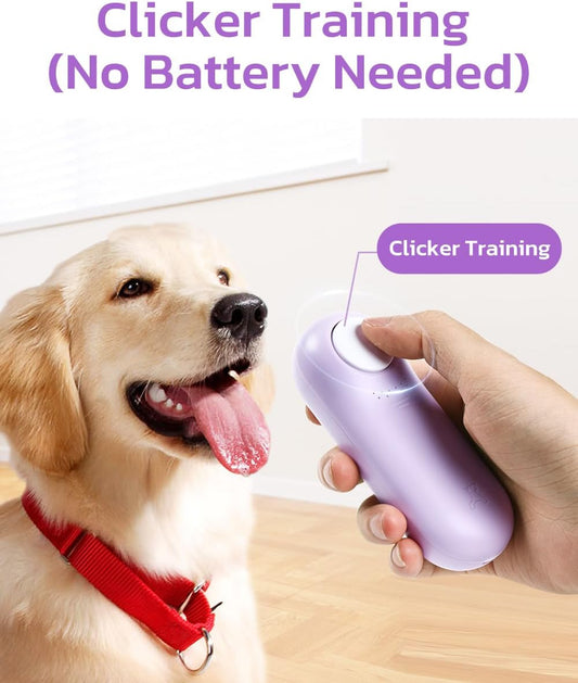 Dog Treat Pouch & Clicker Dog Trainer, Puppy Essentials Dual Use 2 in 1 Dog Clicker for Training - Durable, Light (2.36 oz), Easy to Clean & Handle, Innovative Design, Purple - Click Design - PuriLite