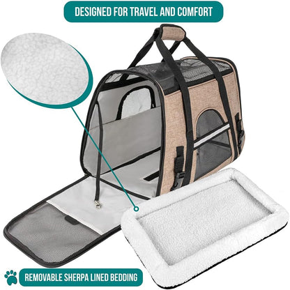 Premium Airline Approved Soft-Sided Pet Travel Carrier by PetAmi | Ventilated, Comfortable Design with Safety Features | Perfect For Plane or Car | Ideal for Small to Medium Sized Cats, Dogs, and Pets