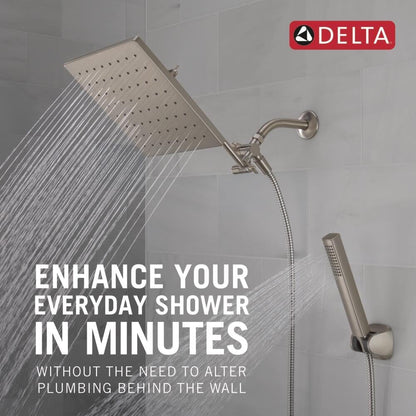 Delta Faucet 10-inch Raincan Shower Head and Hand Held Shower Combo, Black Square Shower Head, Rainfall Shower Head, Hand Shower, High Pressure Shower Head, 1.75 GPM Flow Rate, Matte Black 75527-BL