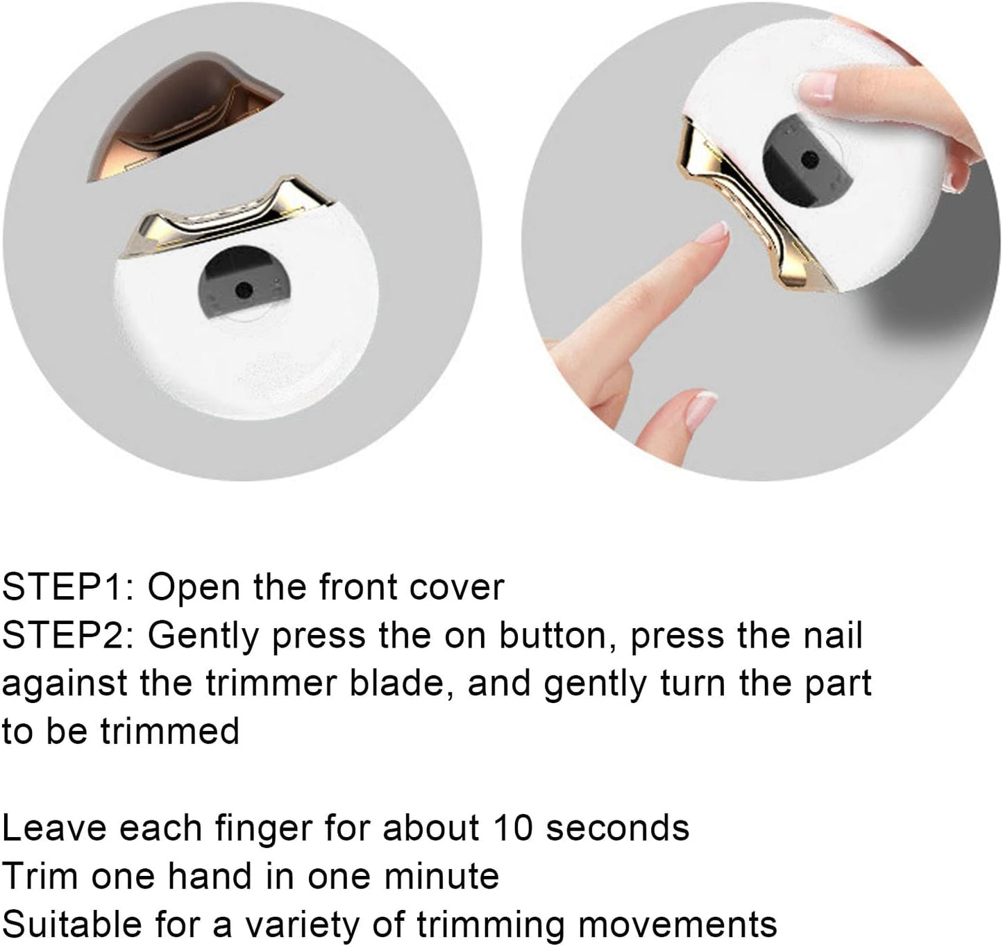 Electric Nail Clipper USB Rechargeable Nail Trimmer Nail Scissors Automatic Safety Fingernail Cutter for Children Seniors Adults (White)