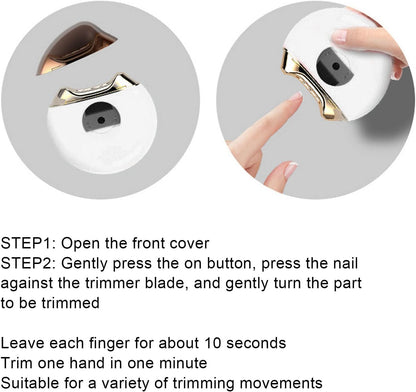 Electric Nail Clipper USB Rechargeable Nail Trimmer Nail Scissors Automatic Safety Fingernail Cutter for Children Seniors Adults (White)