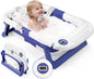 Baby Bathtub, Newborns Bath Essentials, Portable Bath tub For Infant 0-24 Months，Baby Shower Gifts With Soft Cushion,Temperature Sensor and Tray