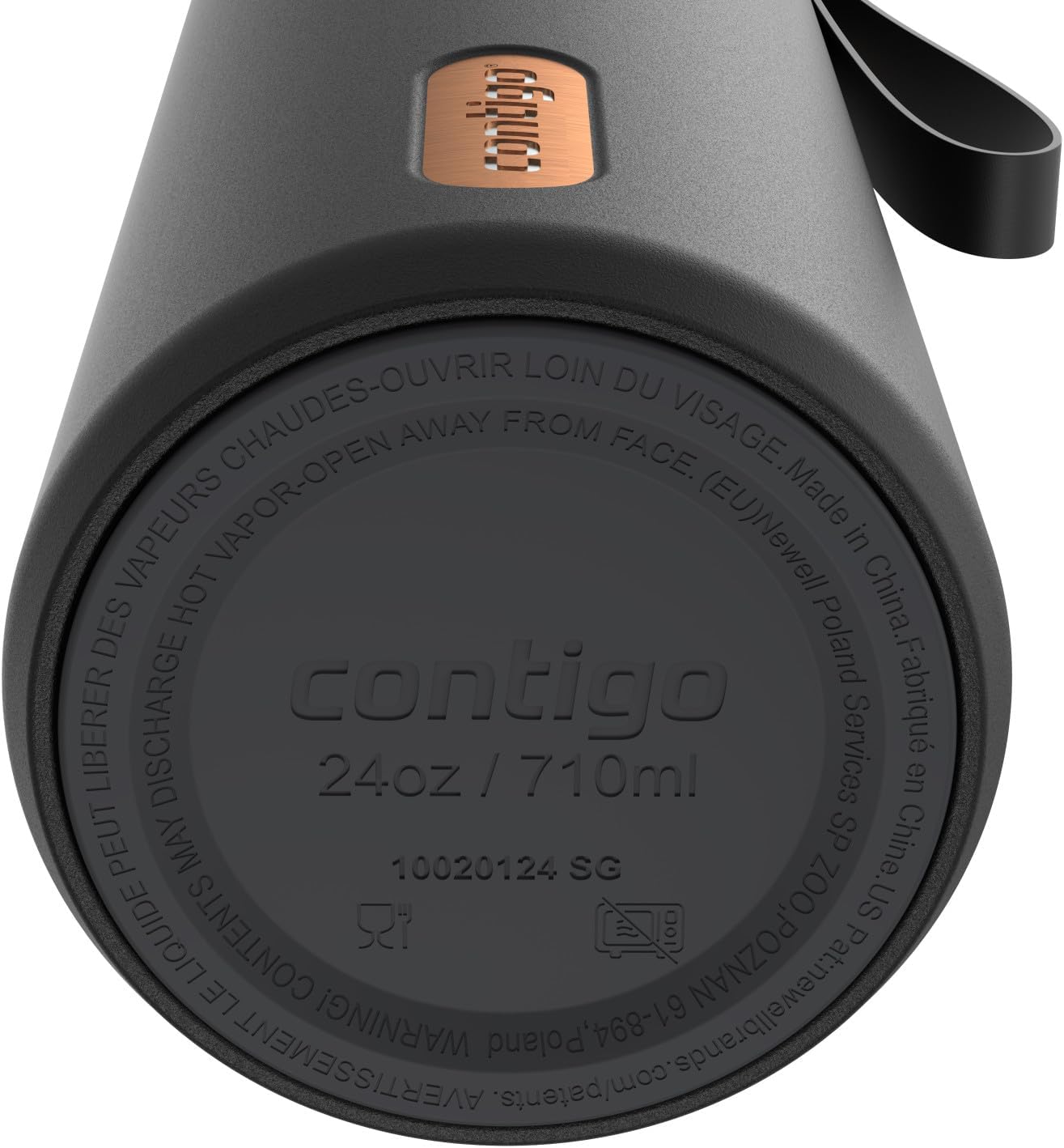 Contigo SnapSeal 24 oz Water Bottle w/Carry Strap & Reusable Straw | Vacuum-Insulated Stainless Steel for Hot & Cold Drinks | Spill-Proof Lid | BPA & Lead-Free | Dishwasher Safe
