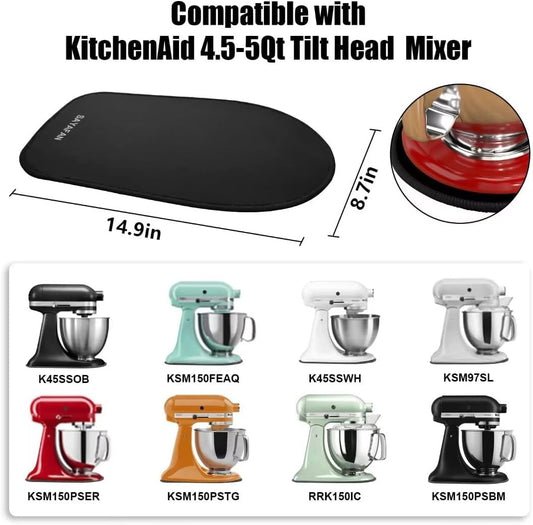 SAYAFAN Stand Mixer Slider Mat – Heavy-Duty Kitchen Mixer Mover for Tilt-Head 4.5-5Qt Stand Mixers, Non-Slip, Countertop-Safe, Durable Kitchen Appliance Mat, Black - PuriLite