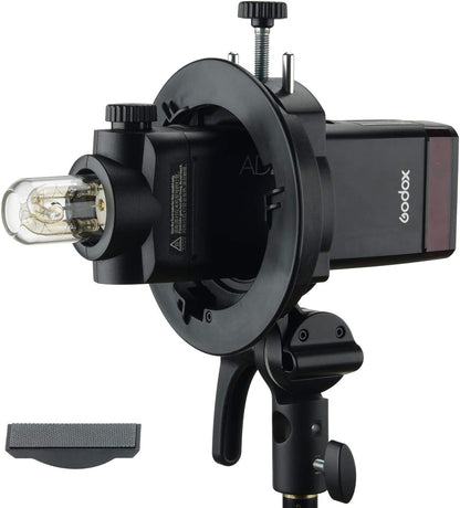 Godox S2 Flash S-Type Bracket with Bowens Mount for Godox V1 AD200Pro etc Round Head Flash Series and AD400Pro AD200 V860II TT685 TT600 TT350 Series Speedlite,Direction-Adjustable Handle…