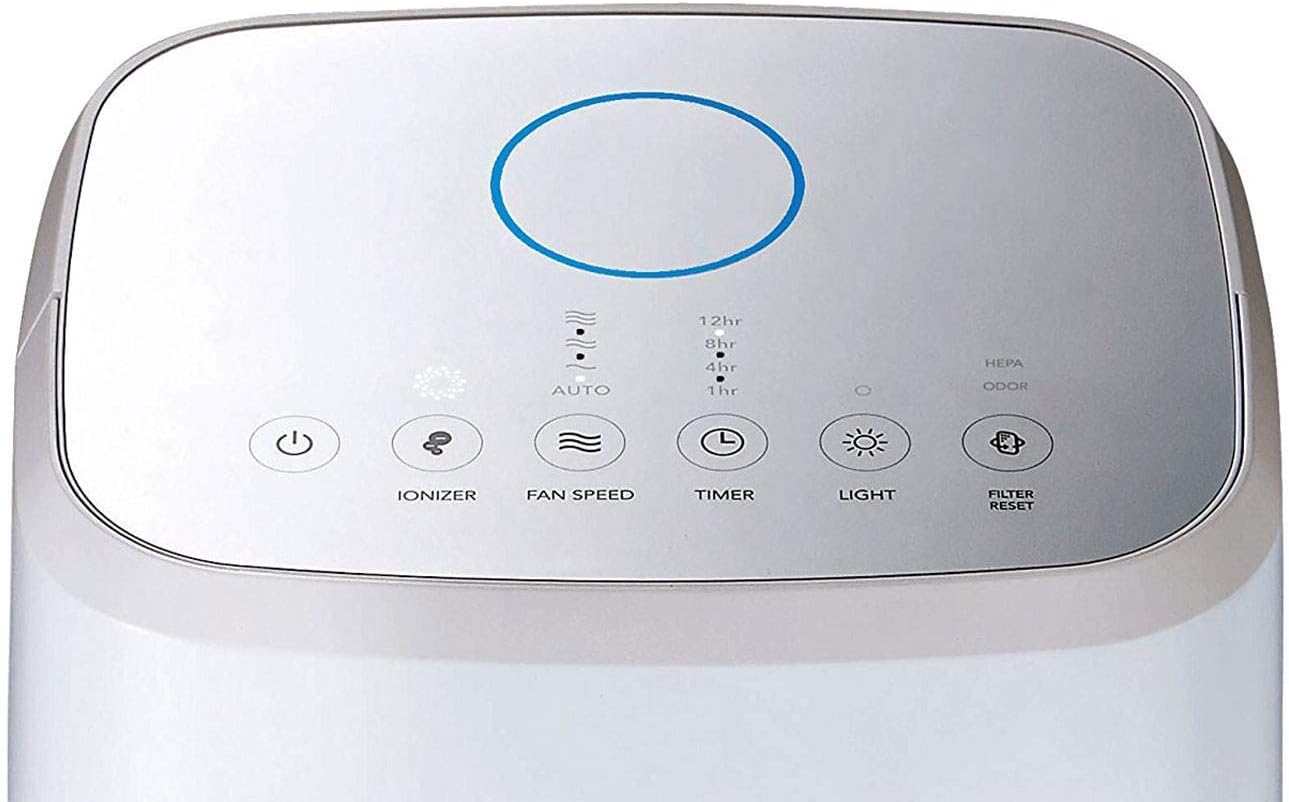 Tall Tower HEPA Air Purifier for Home and Bedroom, Powerful 4-Stage Filtration, Auto Speed Control, Quiet Operation, Touch Controls, White - PuriLite