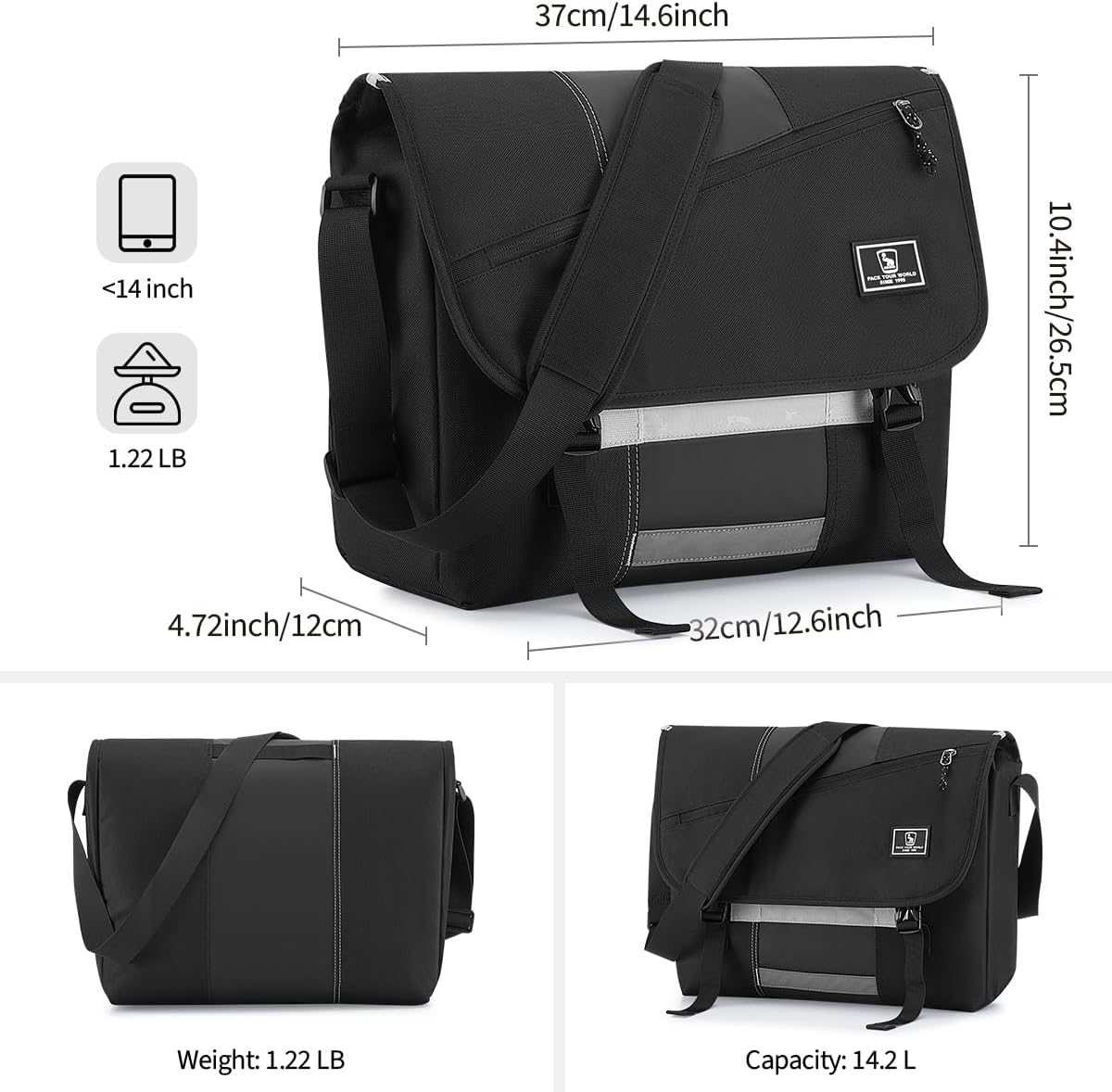 OIWAS Messenger Bag - Messenger Bag Men, Satchel Bags for Women, Lightweight Computer Bag, School Book Bag - PuriLite