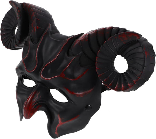 Alipis Devil Goat Skull Mask Ox Ram Horns Animal Half Face Halloween Masquerade Mask Sheep Novel Mask Scary Mask