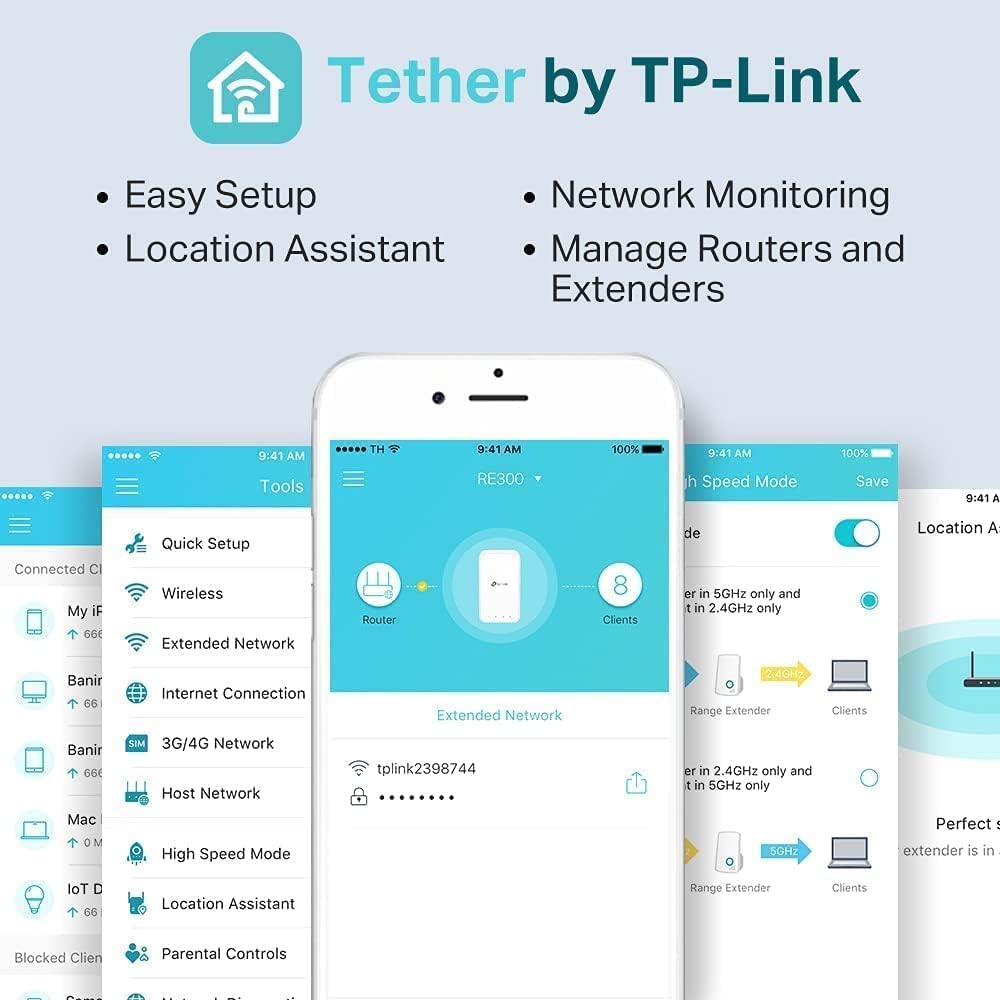 TP-Link AC1200 WiFi Extender (RE300) - Covers Up to 1500 Sq.ft and 25 Devices, Up to 1200Mbps, Supports OneMesh, Dual Band Internet Repeater, Range Booster