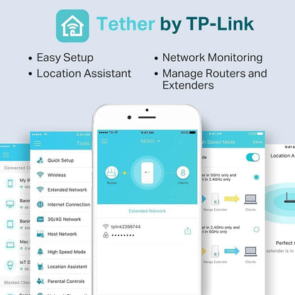 TP-Link AC1200 WiFi Extender (RE300) - Covers Up to 1500 Sq.ft and 25 Devices, Up to 1200Mbps, Supports OneMesh, Dual Band Internet Repeater, Range Booster