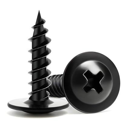 Wood Screws Assortment Kit, FIXLINK 220 PCS High Hardness Truss Head Black Wood Screws Set, Phillips Drive Assorted Screws, Contain 8 Size (,2”,1-5/8”,1-1/2”,1-1/4”,1”,3/4”,5/8”,1/2”), Black