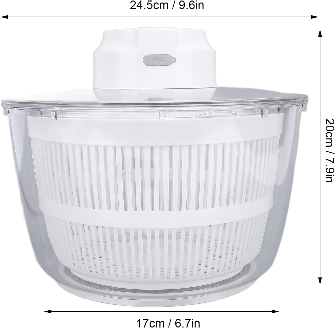 Large Capacity Electric Salad Spinner 5L, Quick Drainage, for Fruits Vegetables, with Fruit Vegetable Strainer Spinner, USB Lettuce Washer Dryer, Easy, Soft Base