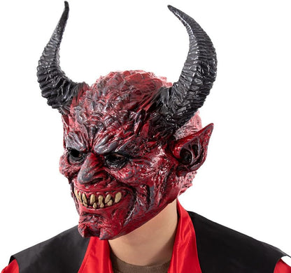 ULTECHNOVO Halloween Devil Horn Mask Scary Face Mask for Cosplay Parties Comfortable Openings Elastic Strap