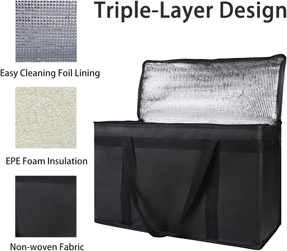 Purilite Select™ Insulated Food Delivery Bag – Extra Large Thermal Carrier for Hot &amp; Cold Food Transport