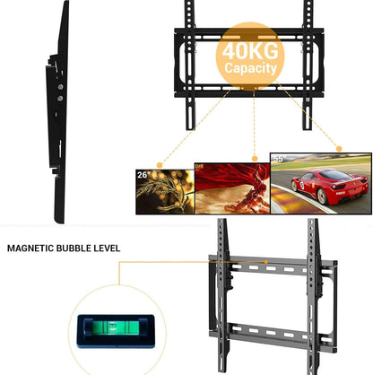 PrimeCables Low Profile Tilt TV Wall Mount Bracket for 26-55 Inch LED, LCD, OLED, Plasma Flat Screen TVs with VESA 400x400mm Up to 88lbs