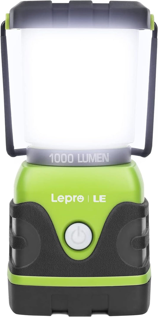 Lepro 1000LM LED Camping Lantern, 200H+ Long Runtime, Battery Powered Camping Light, 4 Modes Dimmable Tent Light, Emergency Lights for Power Outages, Hurricane, Hiking and Survival Kit