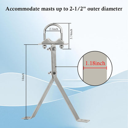 XRDS-RF 16 Inch Heavy-Duty Wall Mount Stand Off Mast for TV Antenna - Windproof Mounting Bracket (2-Leg + 2-Leg)