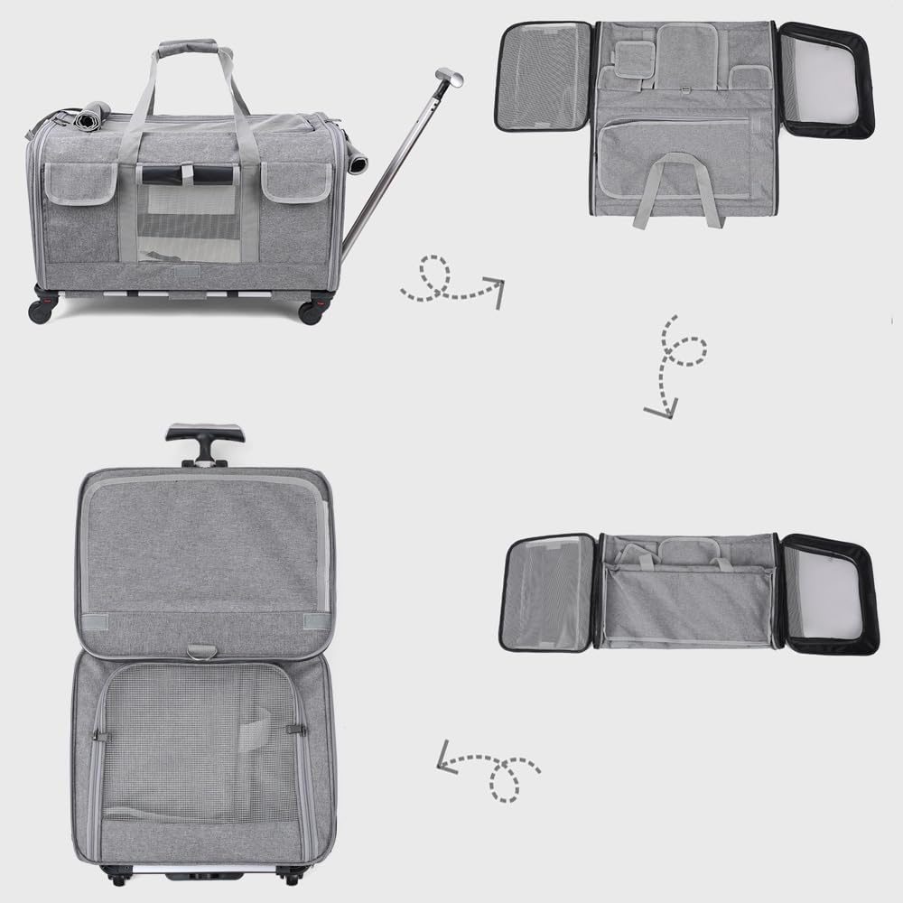 axGear Rolling Pet Carrier Trolley Wheels Dog Cat Traveling Camping Air