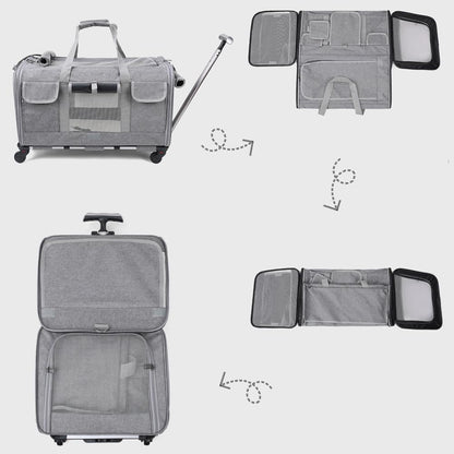 axGear Rolling Pet Carrier Trolley Wheels Dog Cat Traveling Camping Air