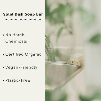 Zero Waste Dish Washing Bundle Kit | Eco-Friendly Solid Dish Soap Bar, Cedar Tray, Bamboo Pot Brush | Organic, Vegan, Non-Toxic Dish Soap | 3pc. Set