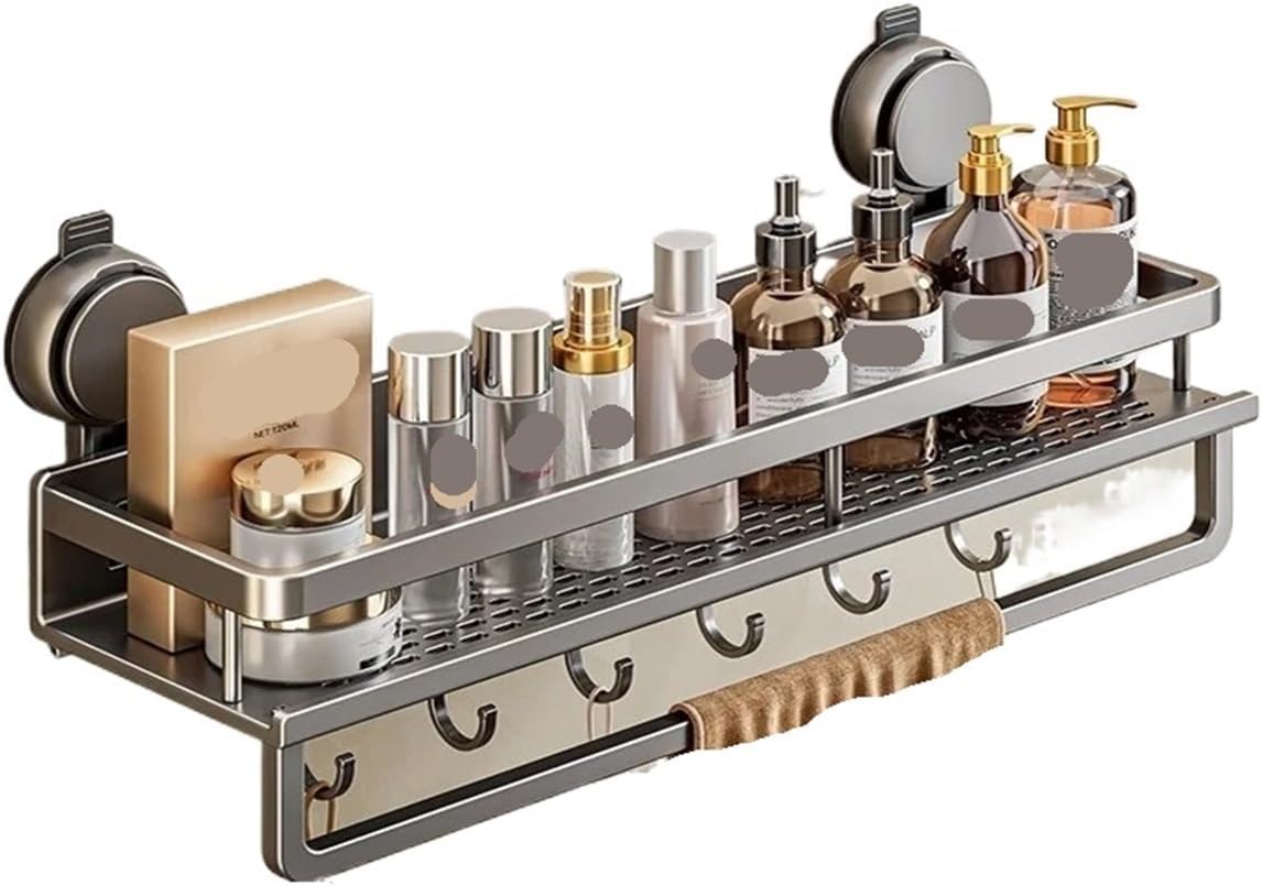 No Drill Bathroom Suction Cup Shelf, Shower Caddy Organizer for Shampoo & Soap