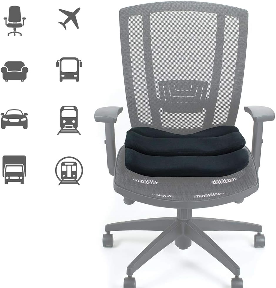 ObusForme Ergonomic Seat Cushion | Contoured Design Supports Pelvis and Thigh Alignment, Distributes Body Weight to Relieve Pressure Points | Foam Cushion Offers Superior Comfort (Bagged)