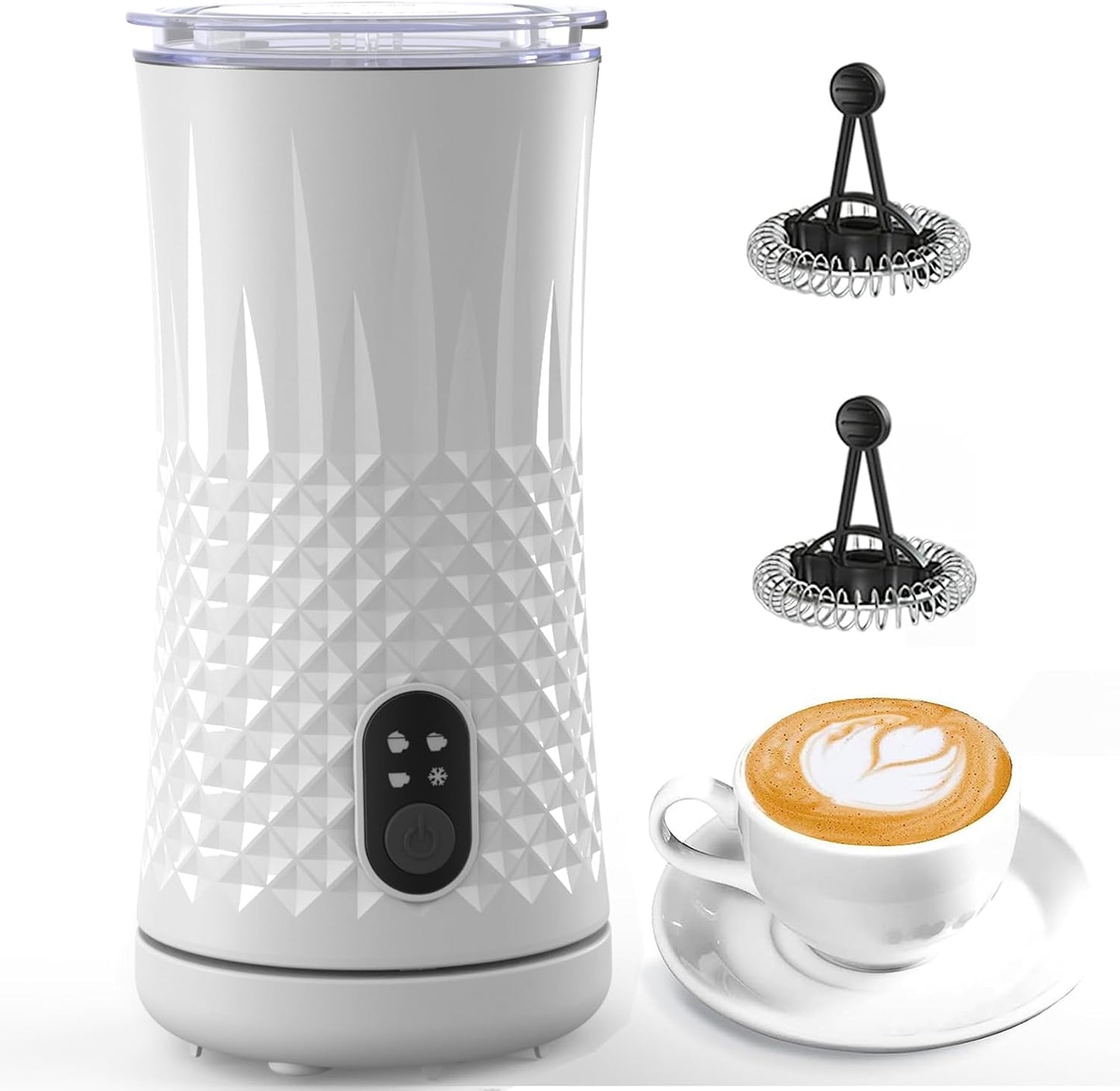 Milk Frother Electric,FLEVO 4 in 1 Automatic Milk Frother,240ml Hot&Cold Milk Foamer,with Temperature Control for Latte,Cappuccinos,Macchiato,Silent Operation