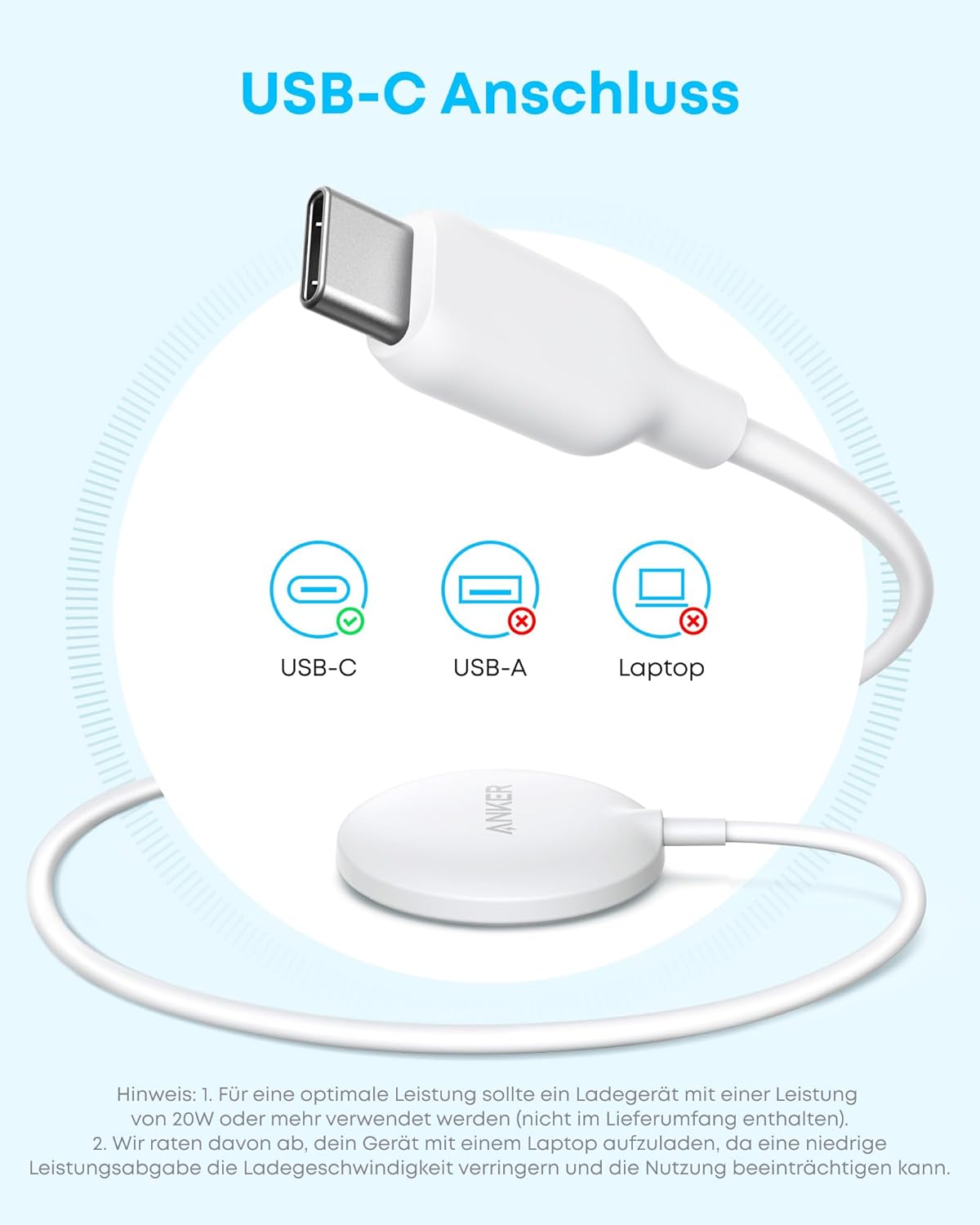 Anker Zolo Magnetic Wireless Charger, Qi2 Certified 15W MagSafe-Compatible Wireless Charging Pad with 5 ft Built-In USB-C cable, For iPhone 16/15/14/13 Series, AirPods, and More (Adapter Not Included)