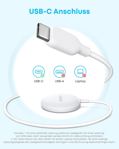 Anker Zolo Magnetic Wireless Charger, Qi2 Certified 15W MagSafe-Compatible Wireless Charging Pad with 5 ft Built-In USB-C cable, For iPhone 16/15/14/13 Series, AirPods, and More (Adapter Not Included)