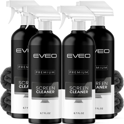 EVEO® Screen Cleaner Spray Kit (Streak-Free) TV Screen Cleaner for Smart TV, LCD, LED, OLED | Computer Spray and Wipe Microfiber Cloth for Monitor, Laptop, iPad, Car & More - 1 Pack