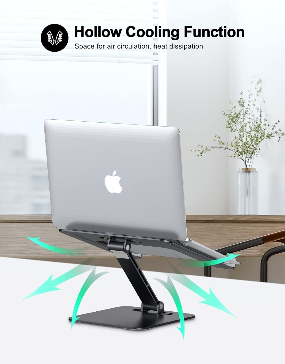 Zewwen Laptop Stand for Desk, Ergonomic Adjustable Foldable Computer Stand with Heat-Vent, Aluminium Alloy Laptop Riser Compatible with MacBook Air, Pro, Dell XPS, Samsung, 10”-16"