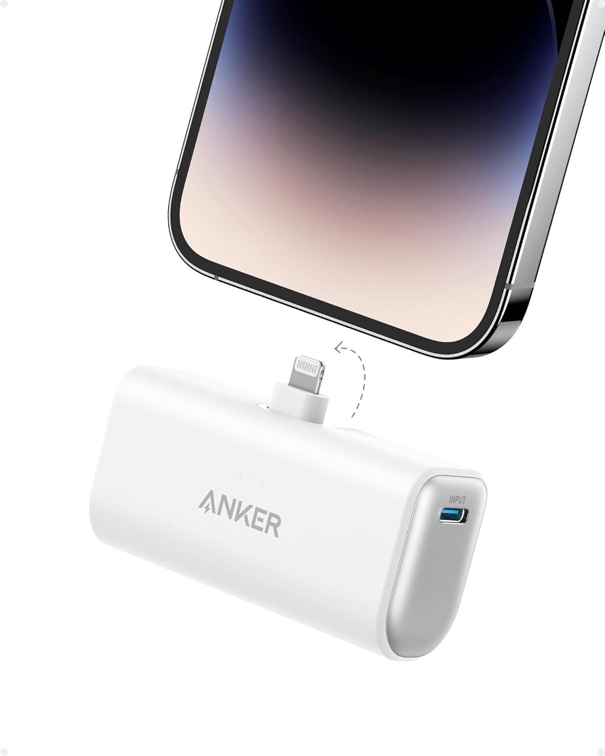 Anker Portable Charger with Built-in Lightning Connector, 5,000mAh MFi Certified 12W Portable Charger, Compatible with iPhone 14/14 Pro / 14 Plus / 14 Pro Max, iPhone 13 and 12 Series
