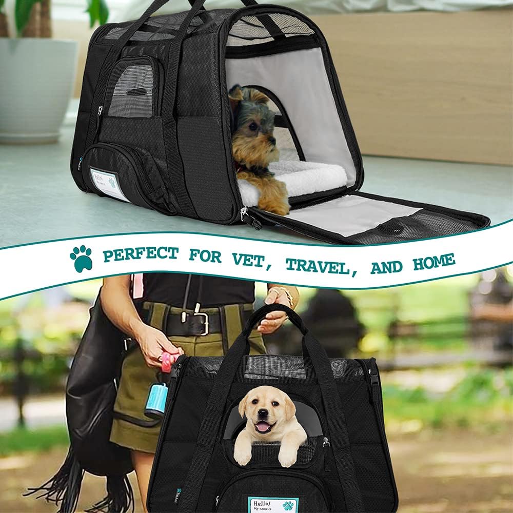 Premium Airline Approved Soft-Sided Pet Travel Carrier by PetAmi | Ventilated, Comfortable Design with Safety Features | Perfect For Plane or Car | Ideal for Small to Medium Sized Cats, Dogs, and Pets