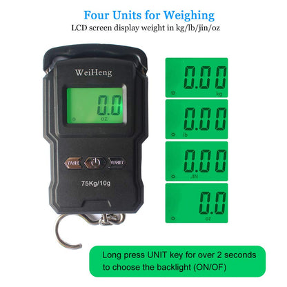 YYGJ Rechargeable Lugagge Scale Portable Electronic Hook Scale Digital Hanging Bag Luggage Weight Scale Fishing Scale with Measuring Tape 165Lb Black