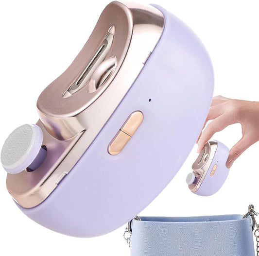 Automatic Nail Clipper - LED Light Fingernail Trimmer | USB Rechargeable Fingernail Cutter And File 2-In-1, Electric Nail Clippers, Low Noise Safety Fingernail Trimmer