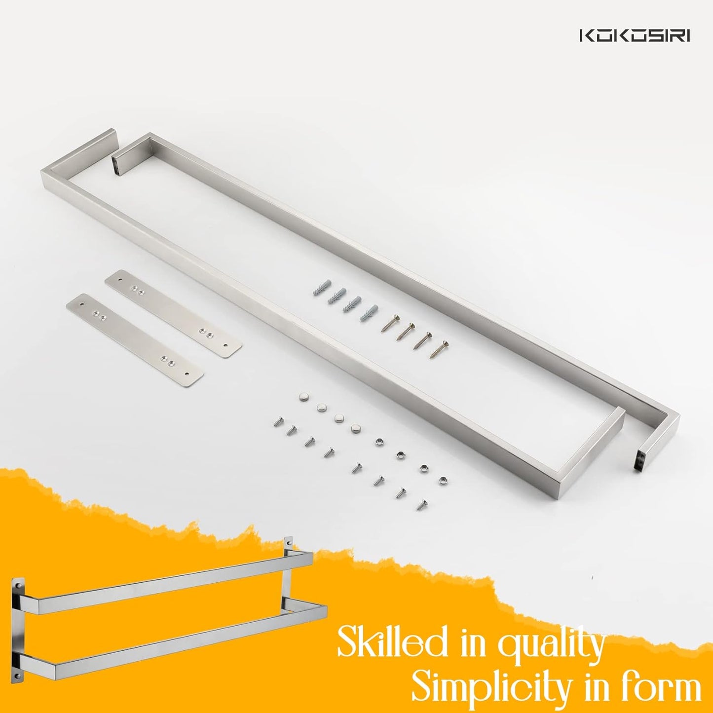 KOKOSIRI Towel Bars Black Bath Towel Holders 20 Inches Bathroom 2-Tiers Ladder Towel Rails Wall Mounted Towels Shelves Rack Stainless Steel, B5008BK-L20