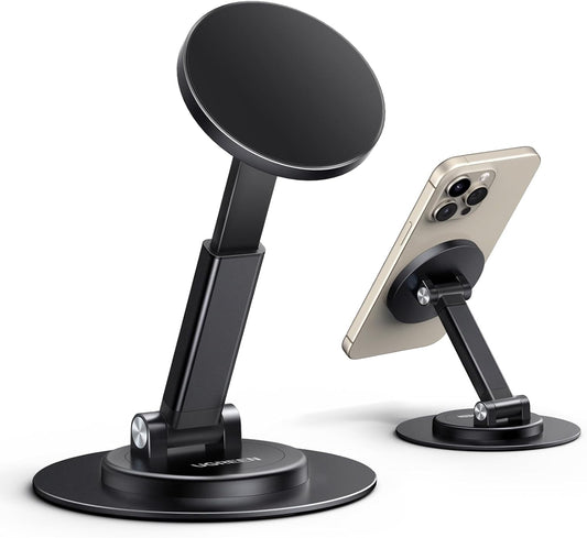UGREEN Magsafe Phone Stand Magnetic Holder for Desk 360° Rotating Adjustable Height Foldable Portable Travel Mount Metal Ring Compatible with iPhone 16 15 Pro Max 14 13 12,Galaxy S24 Ultra S23